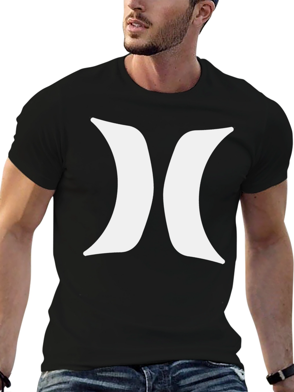 Black Hurley T-Shirt with White Logo