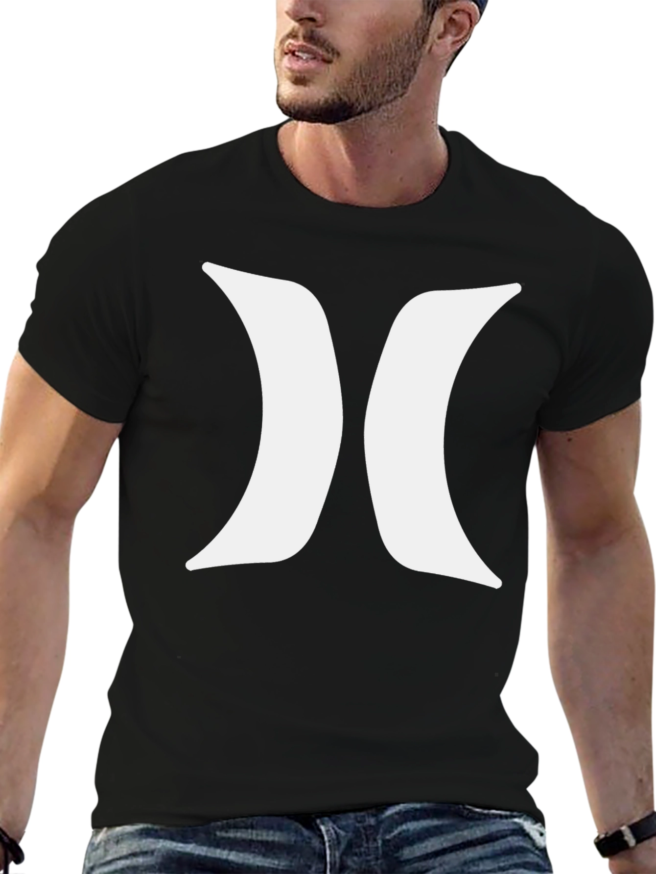 Black Hurley T-Shirt with White Logo