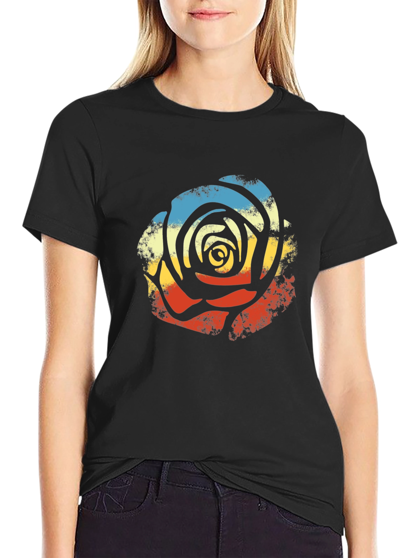 Retro Rose Graphic Tee - Stylish Comfort