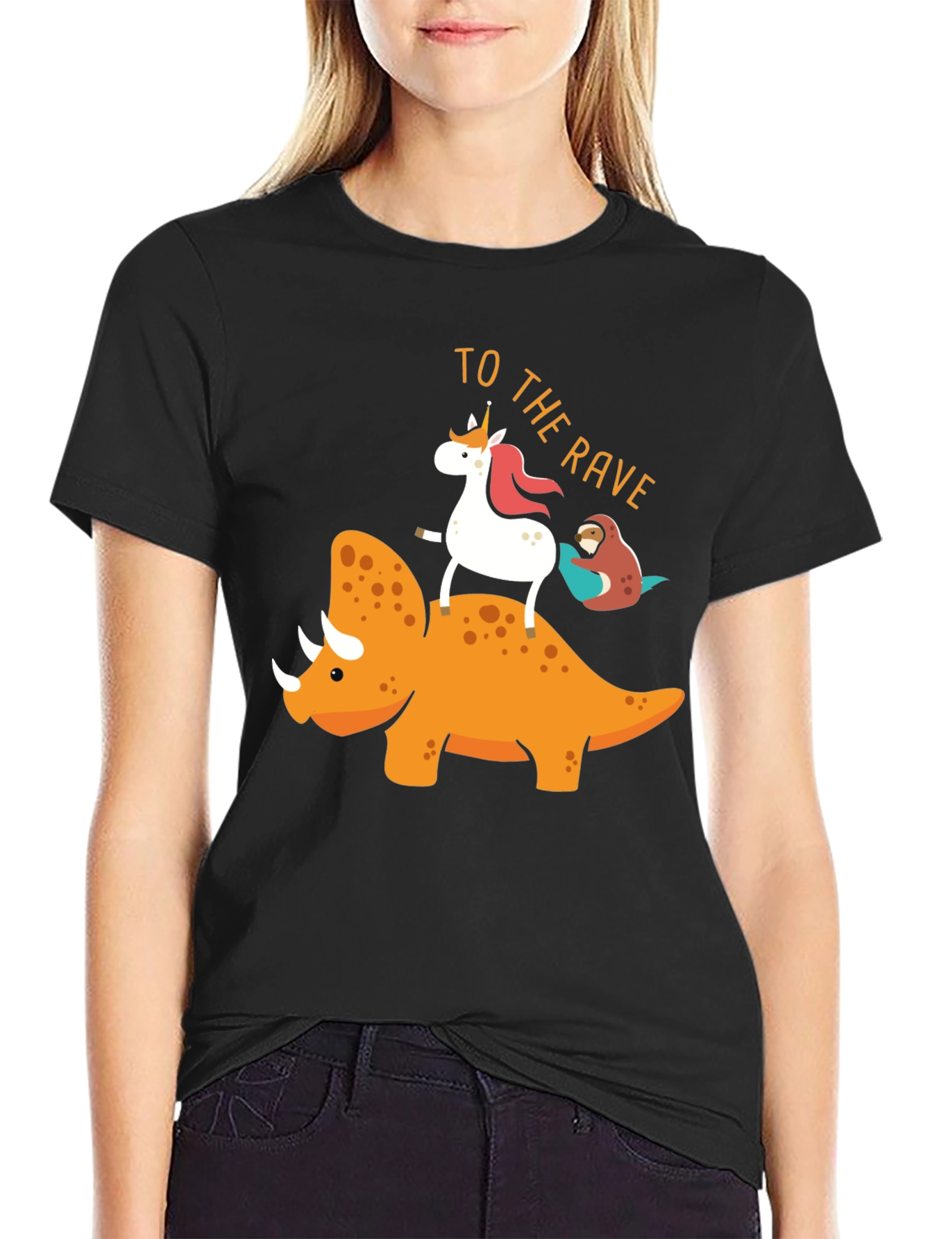 Unicorn Riding Triceratops T-Shirt - To the Rave!