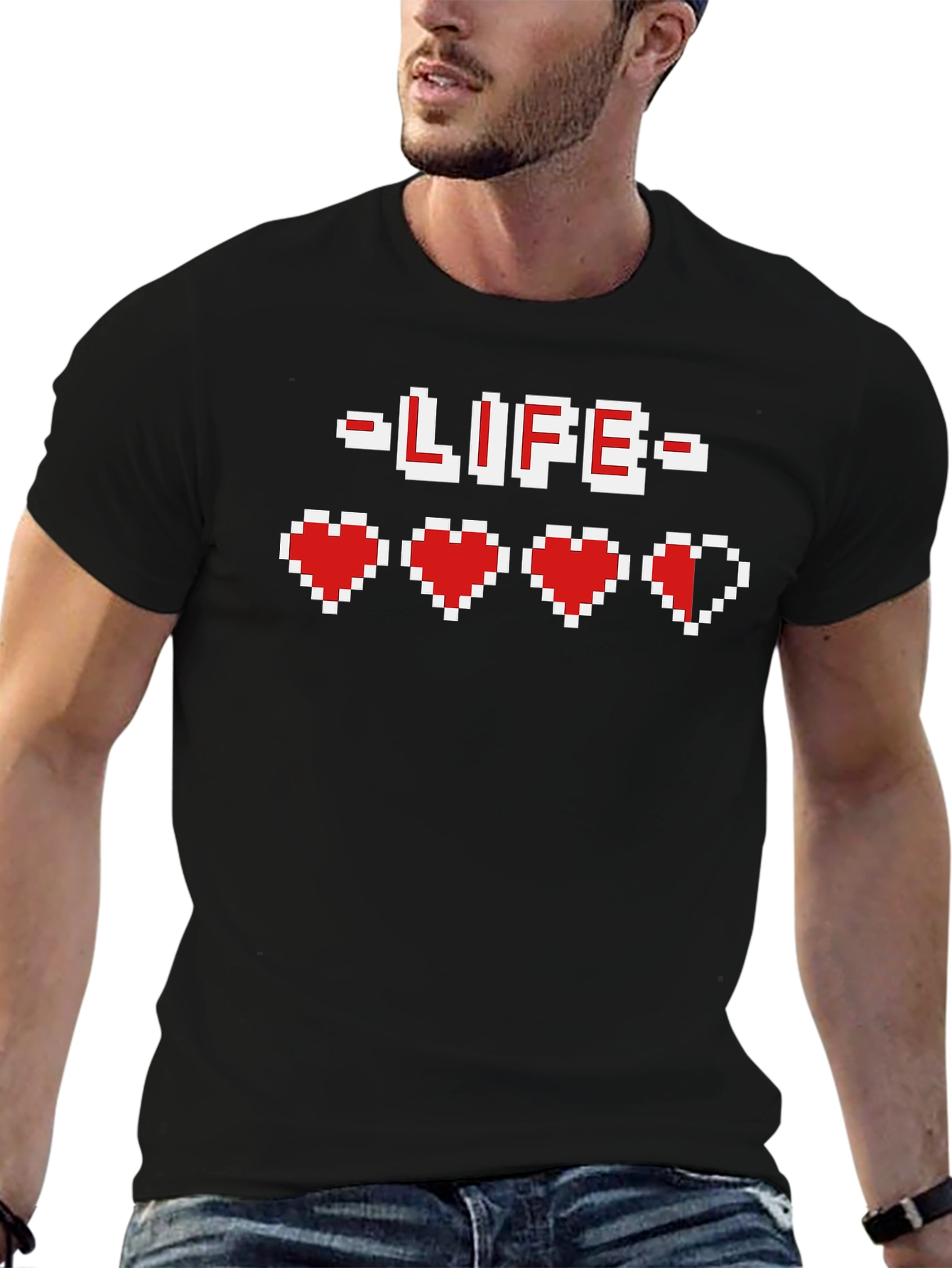 Pixel Heart Gamer Life T-Shirt - Retro Gaming Tee