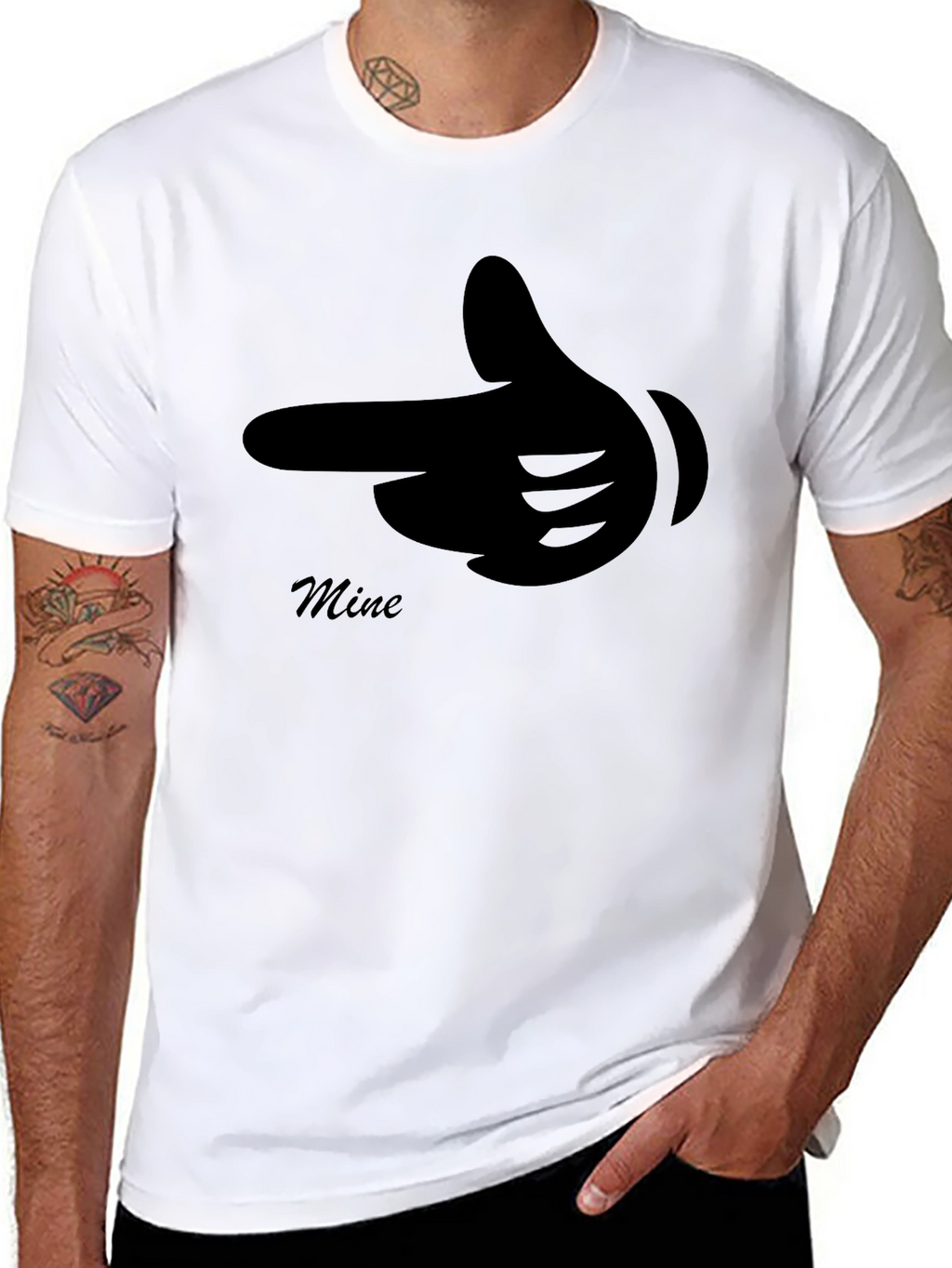 Mine Finger Gun Graphic Black T-Shirt