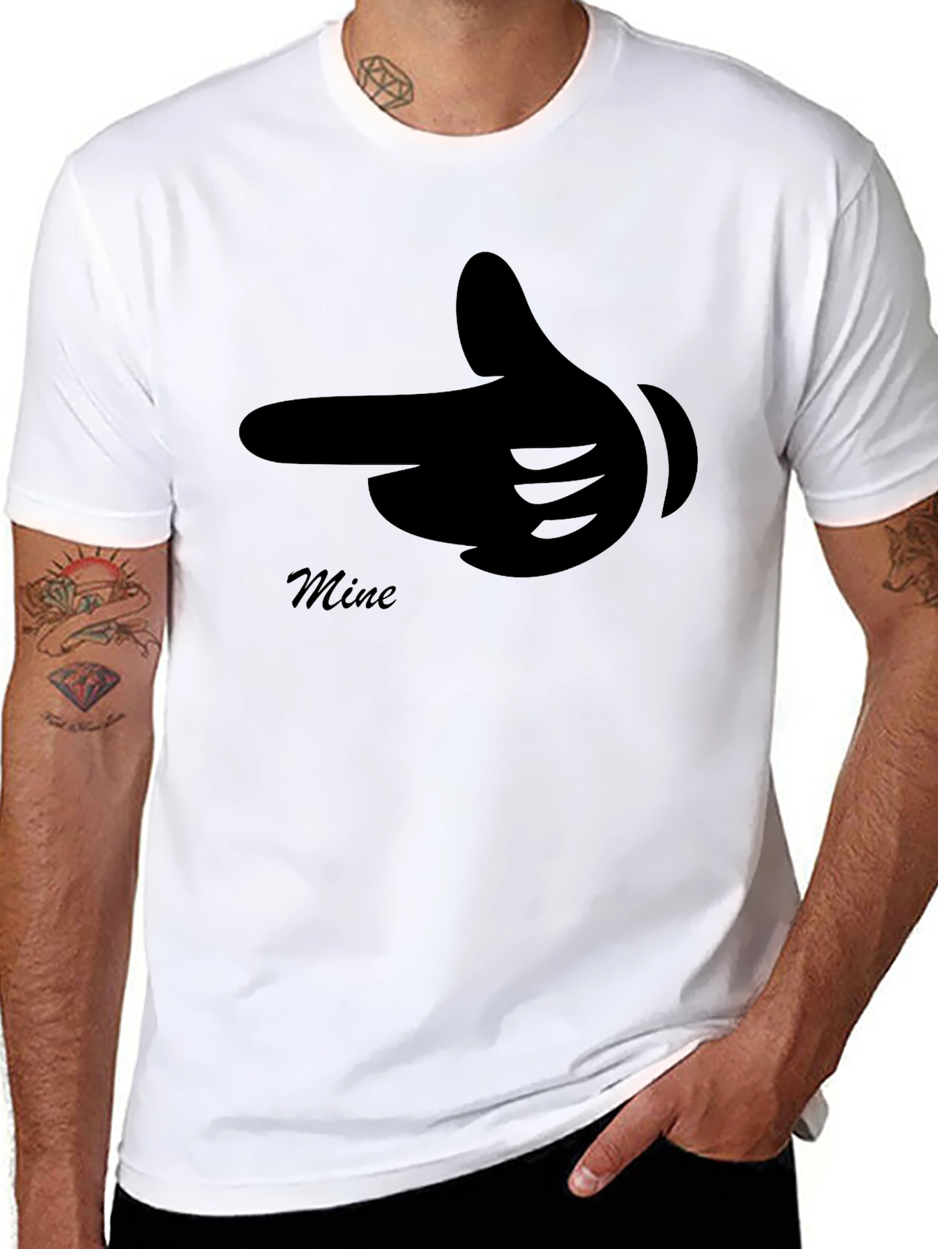 Mine Finger Gun Graphic Black T-Shirt