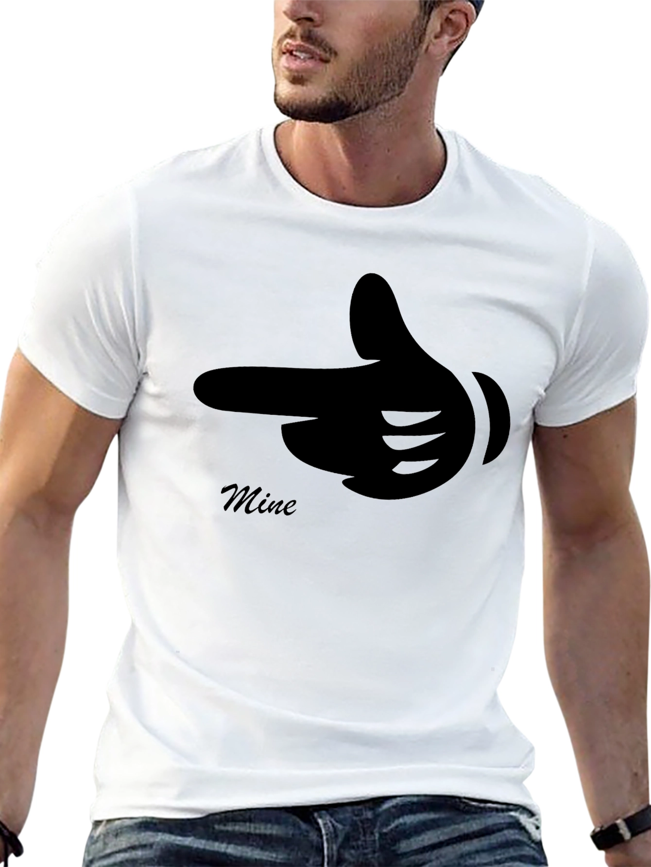 Mine Finger Gun Graphic Black T-Shirt