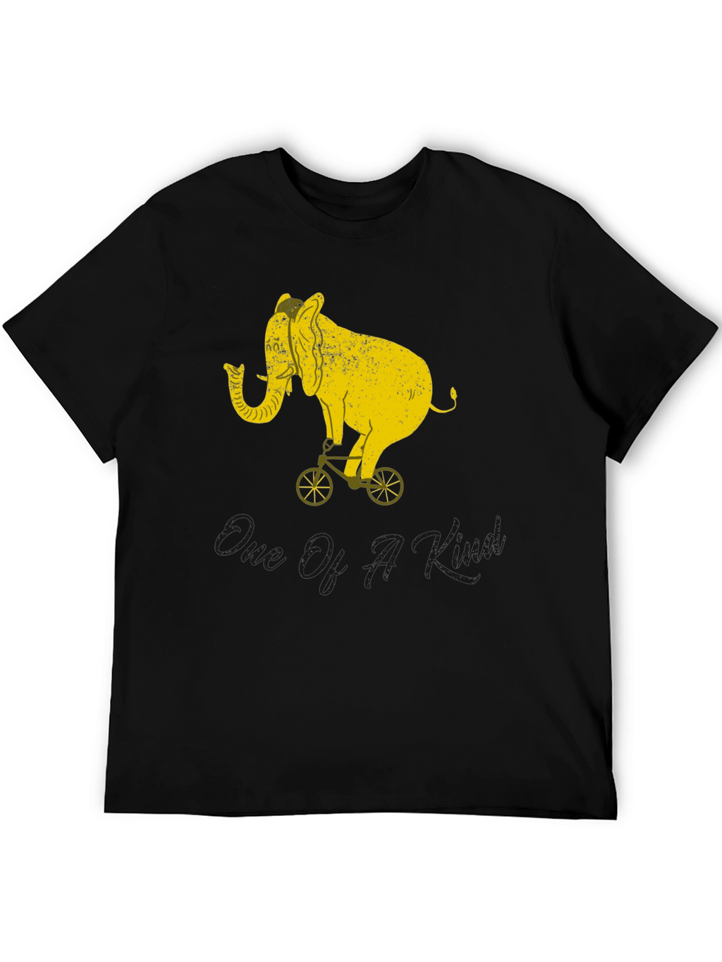 Elephant Riding Bike Graphic T-Shirt - Unisex Black Tee