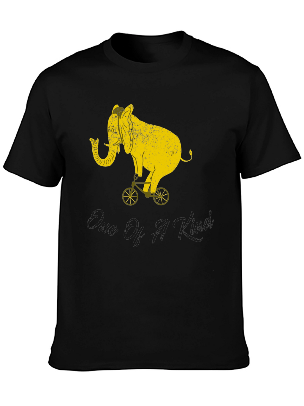 Elephant Riding Bike Graphic T-Shirt - Unisex Black Tee