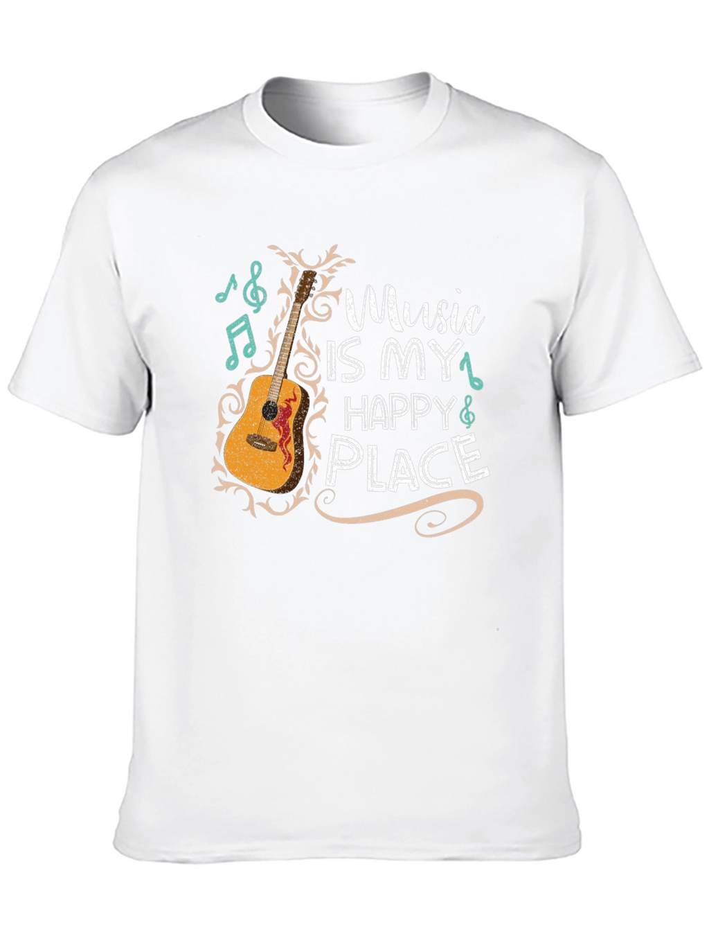 Music Is My Happy Place Graphic Tee - Black