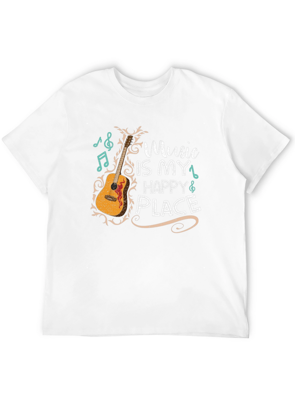 Music Is My Happy Place Graphic Tee - Black