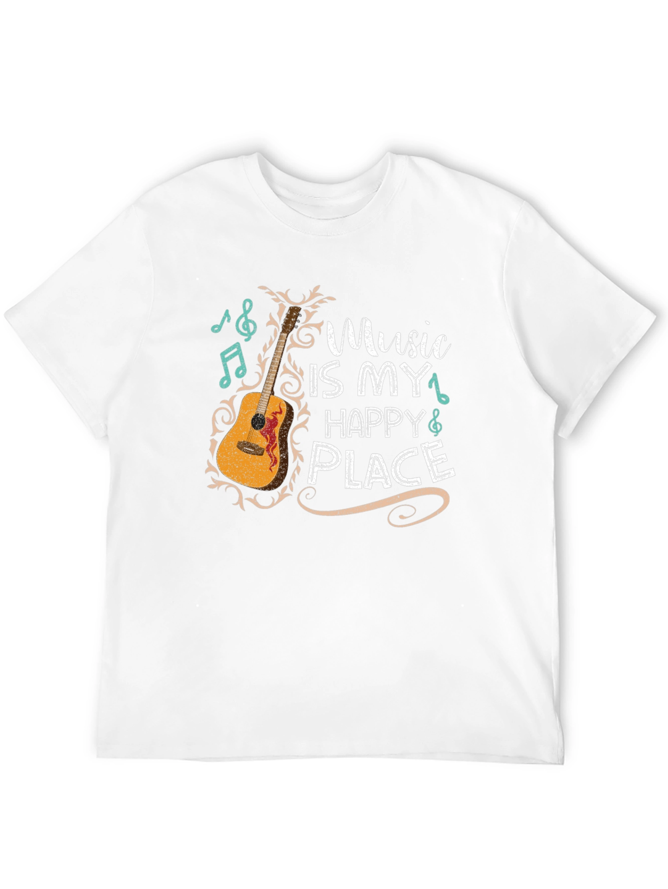Music Is My Happy Place Graphic Tee - Black