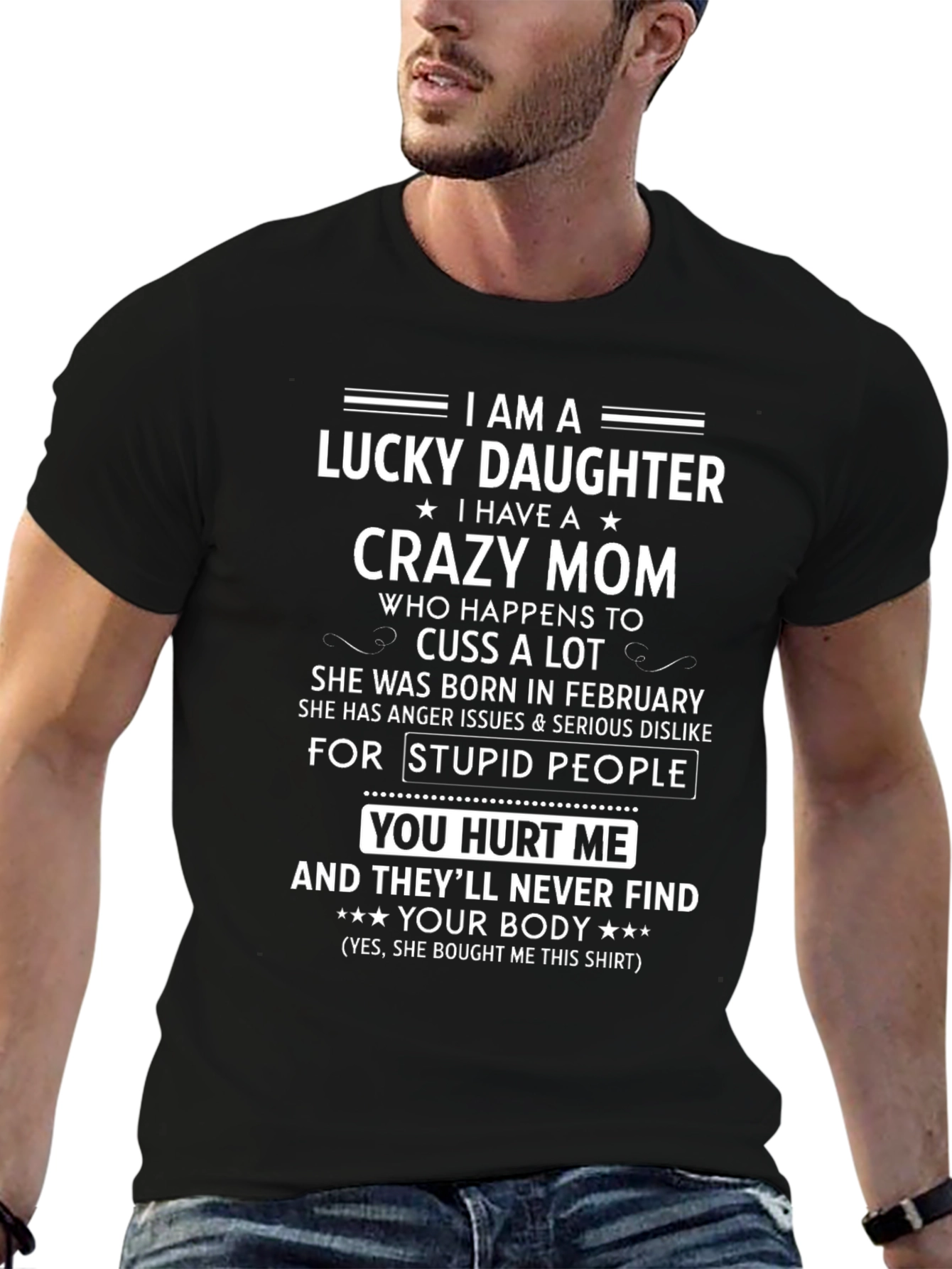 Lucky Daughter Crazy Mom Graphic T-Shirt