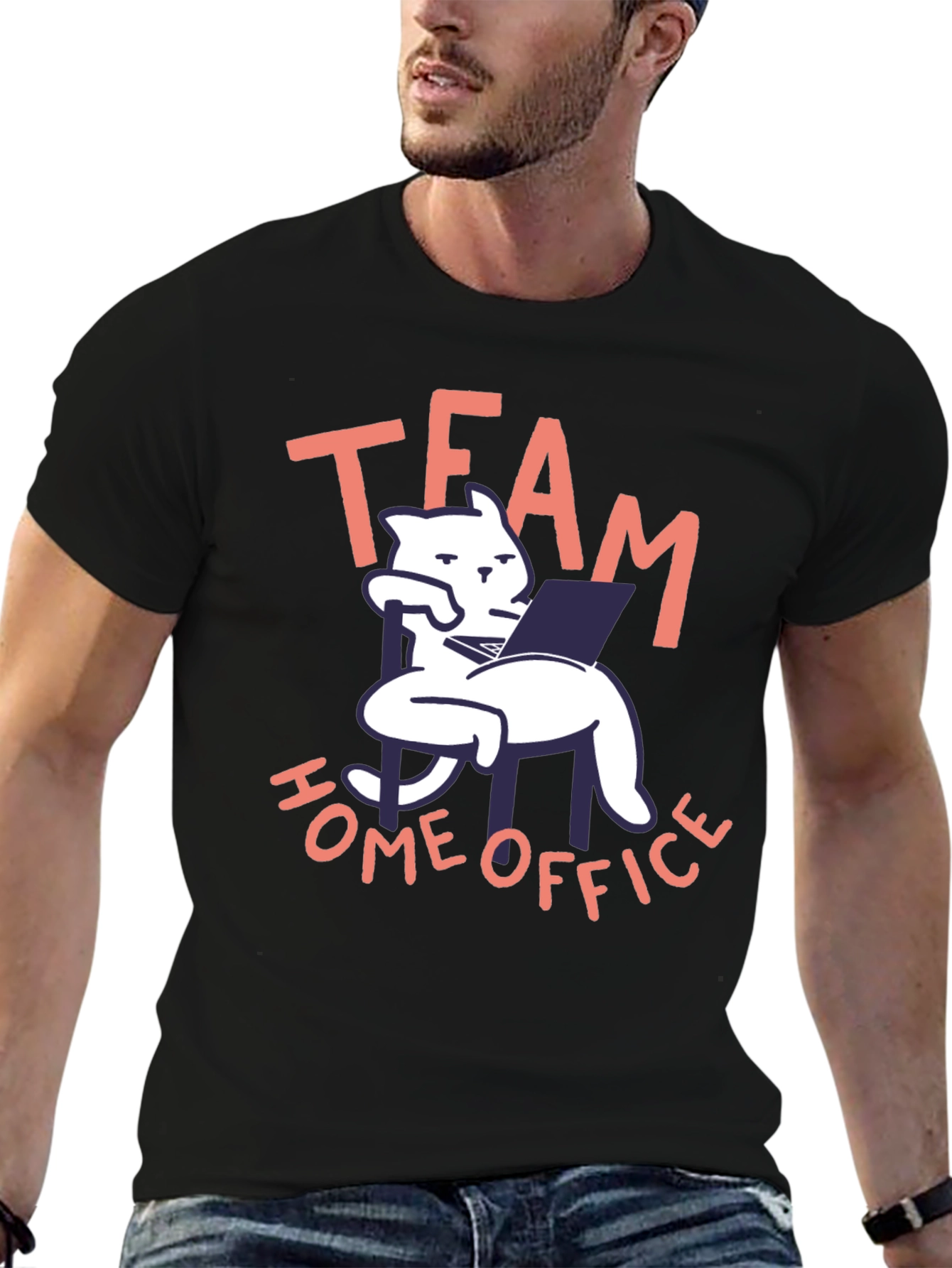 Team Home Office Black Cat T-Shirt