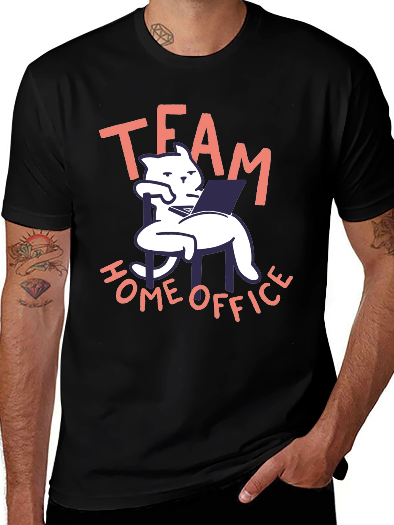 Team Home Office Black Cat T-Shirt