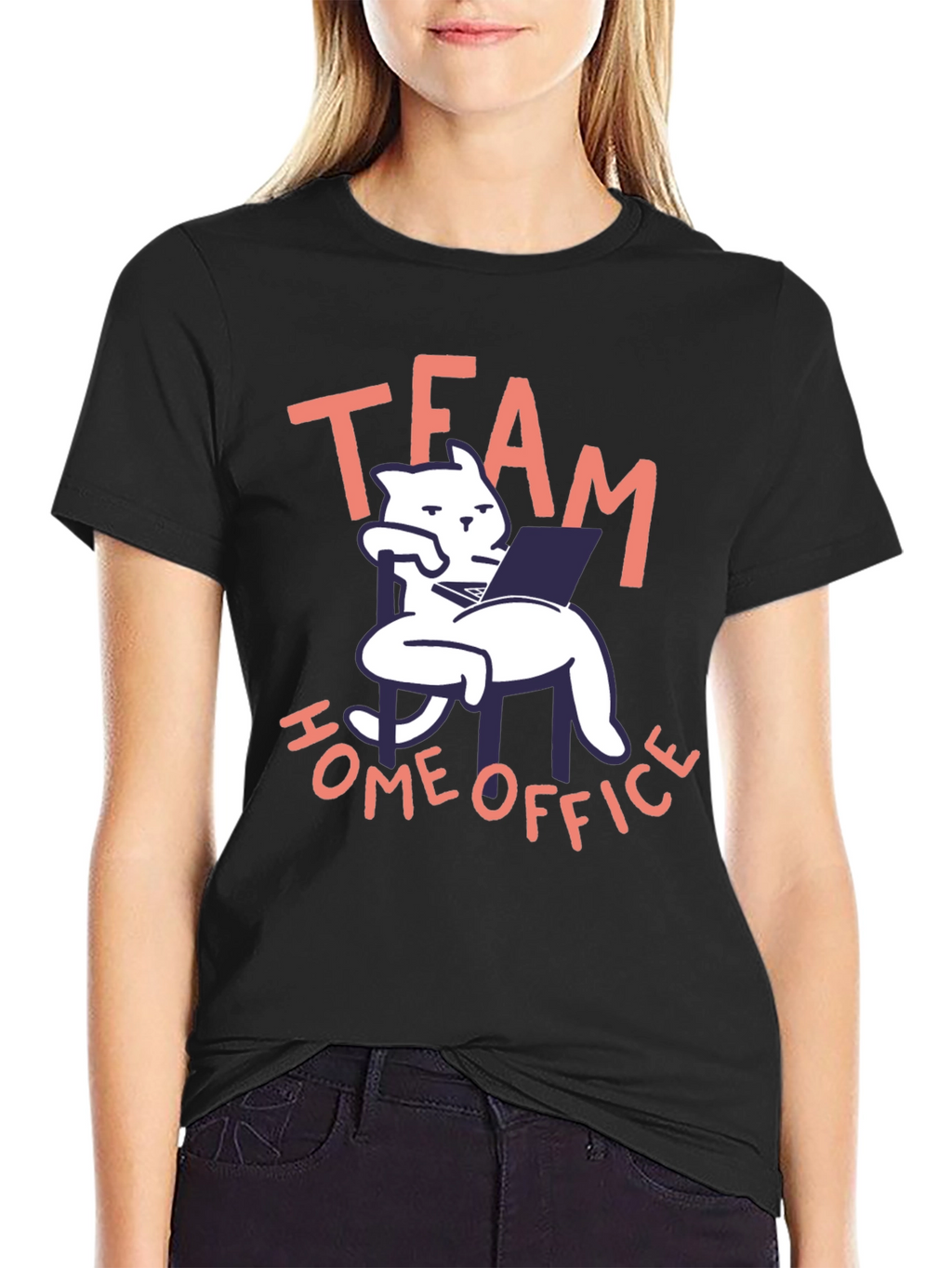 Team Home Office Black Cat T-Shirt