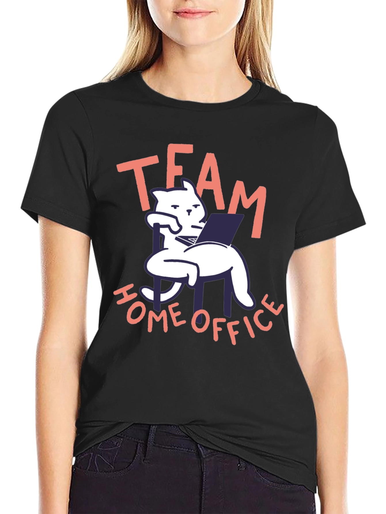 Team Home Office Black Cat T-Shirt