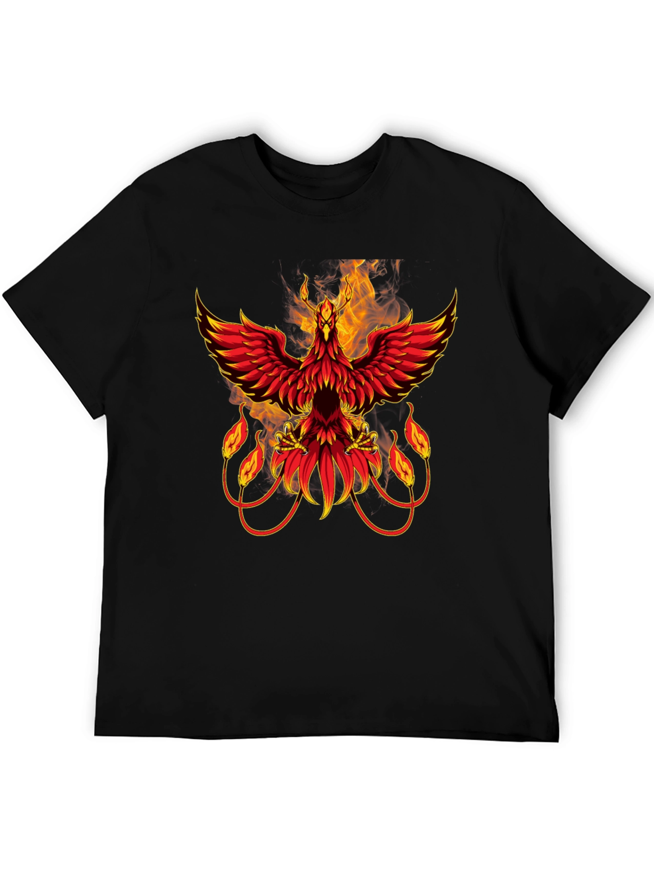 Phoenix Firebird Graphic Print Black T-Shirt