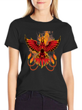 Phoenix Firebird Graphic Print Black T-Shirt