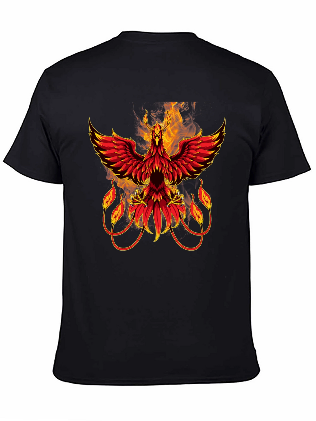 Phoenix Firebird Graphic Print Black T-Shirt