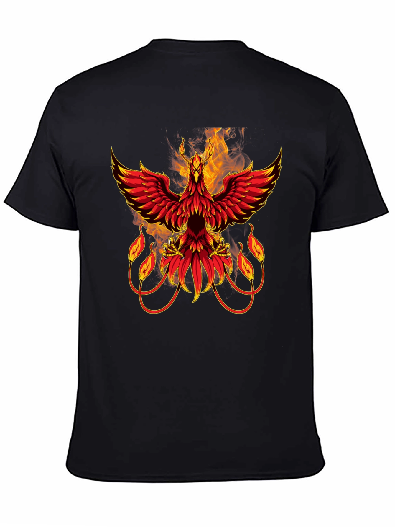 Phoenix Firebird Graphic Print Black T-Shirt