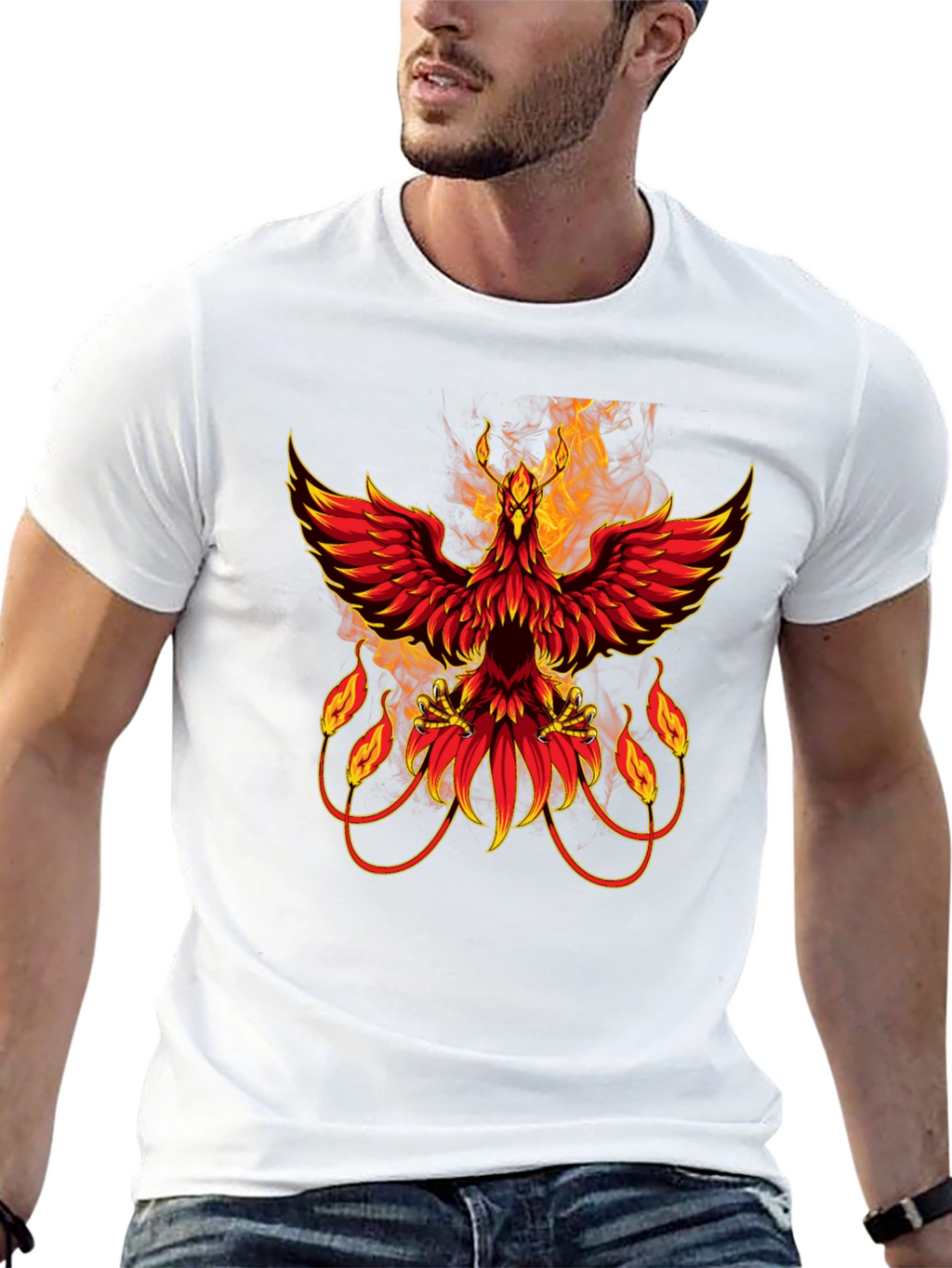 Phoenix Firebird Graphic Print Black T-Shirt