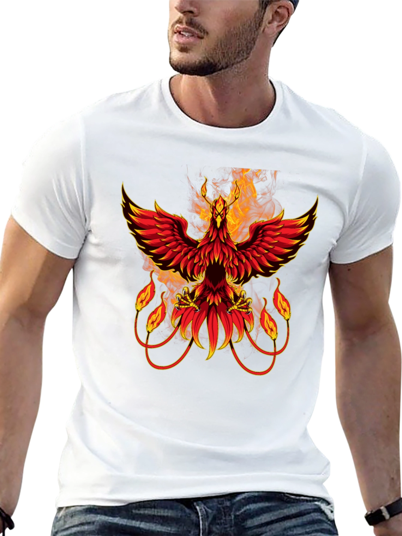 Phoenix Firebird Graphic Print Black T-Shirt