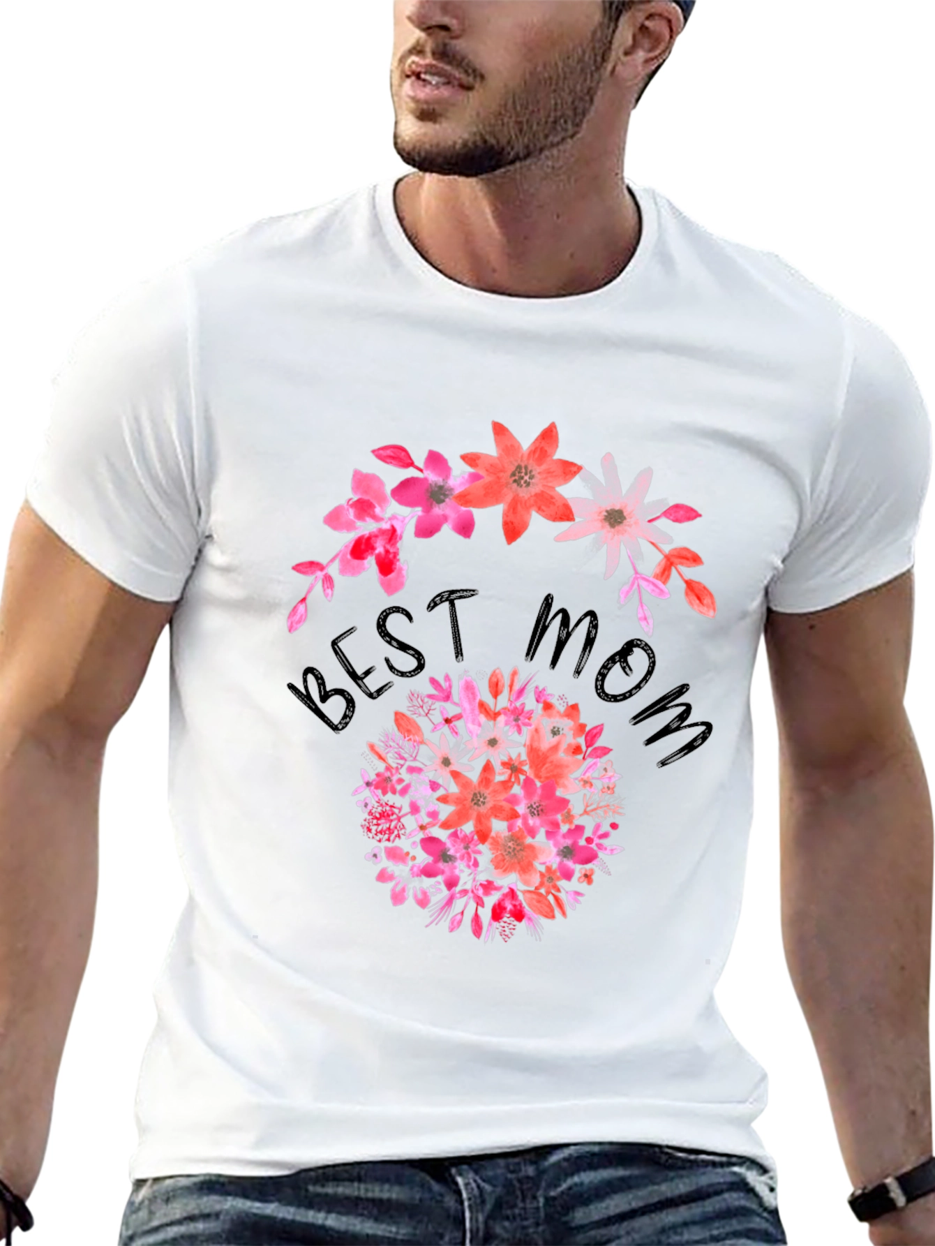 Best Mom Floral Black T-Shirt