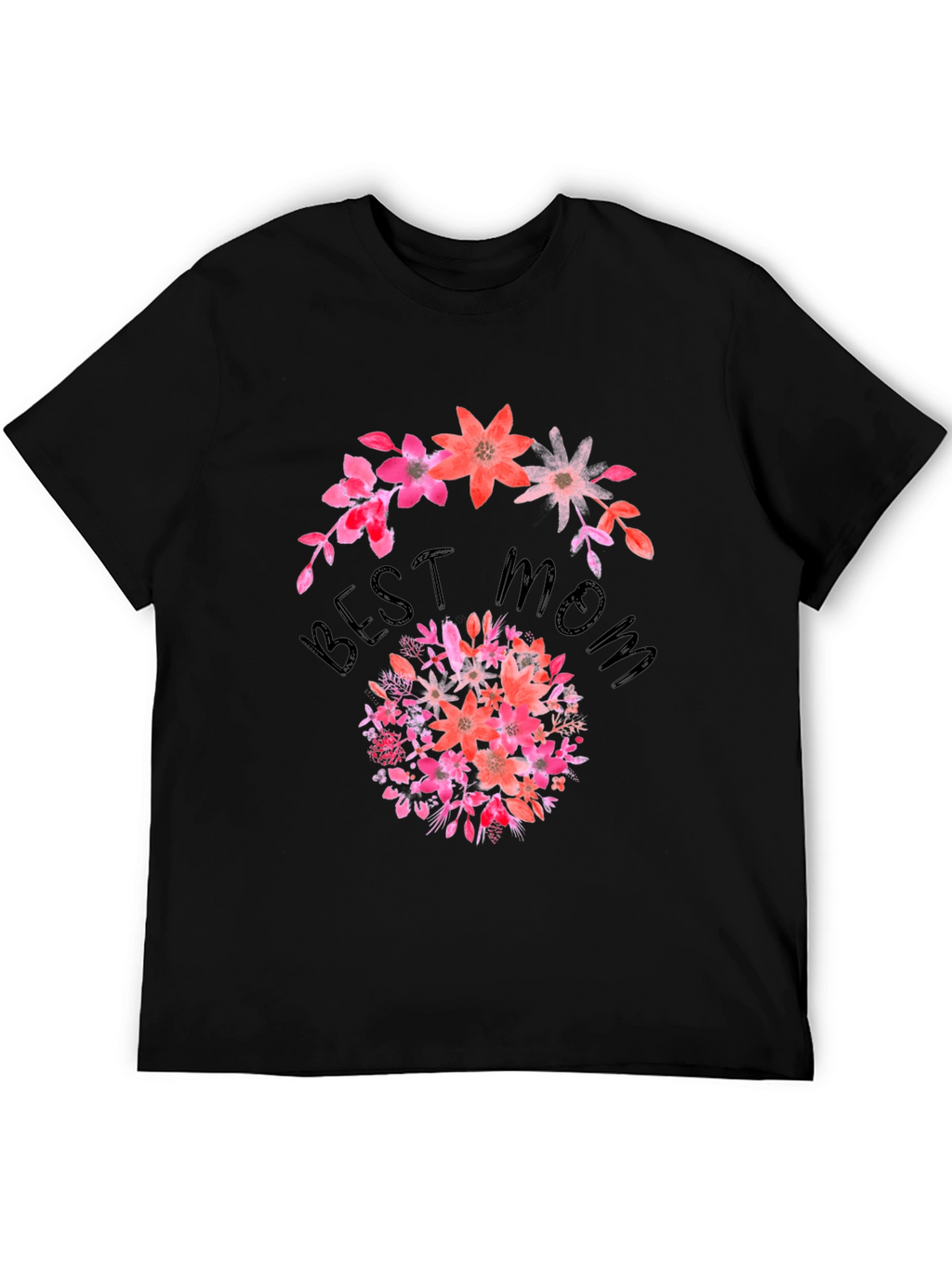 Best Mom Floral Black T-Shirt