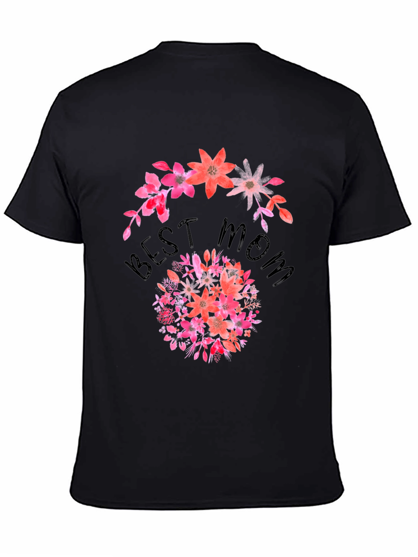 Best Mom Floral Black T-Shirt