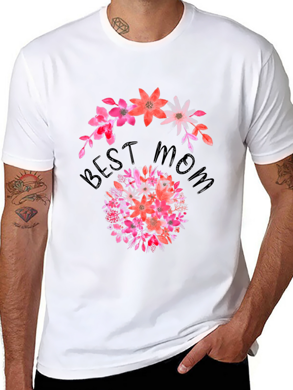 Best Mom Floral Black T-Shirt