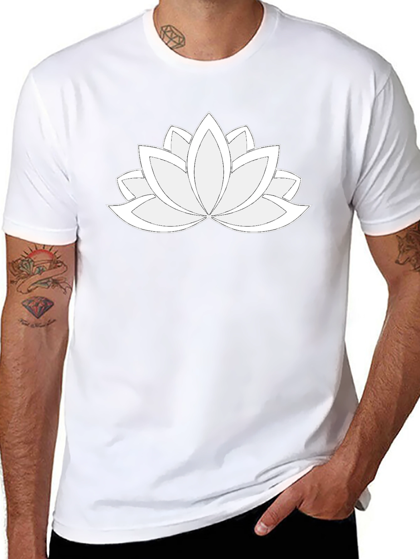 Lotus Flower Graphic Tee - Black Cotton Blend