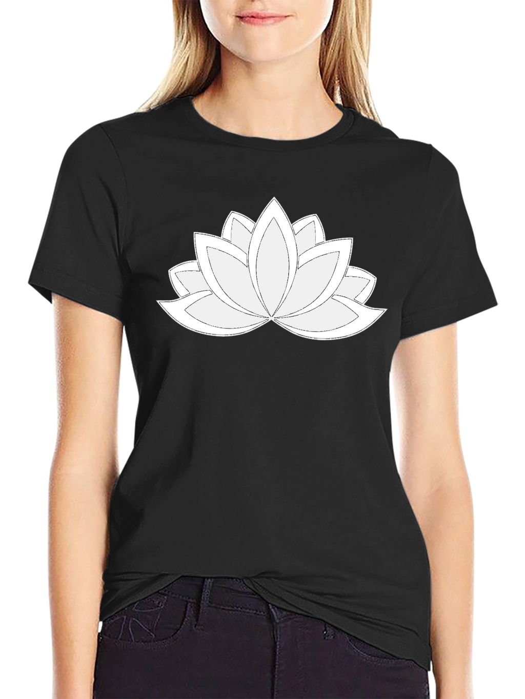 Lotus Flower Graphic Tee - Black Cotton Blend