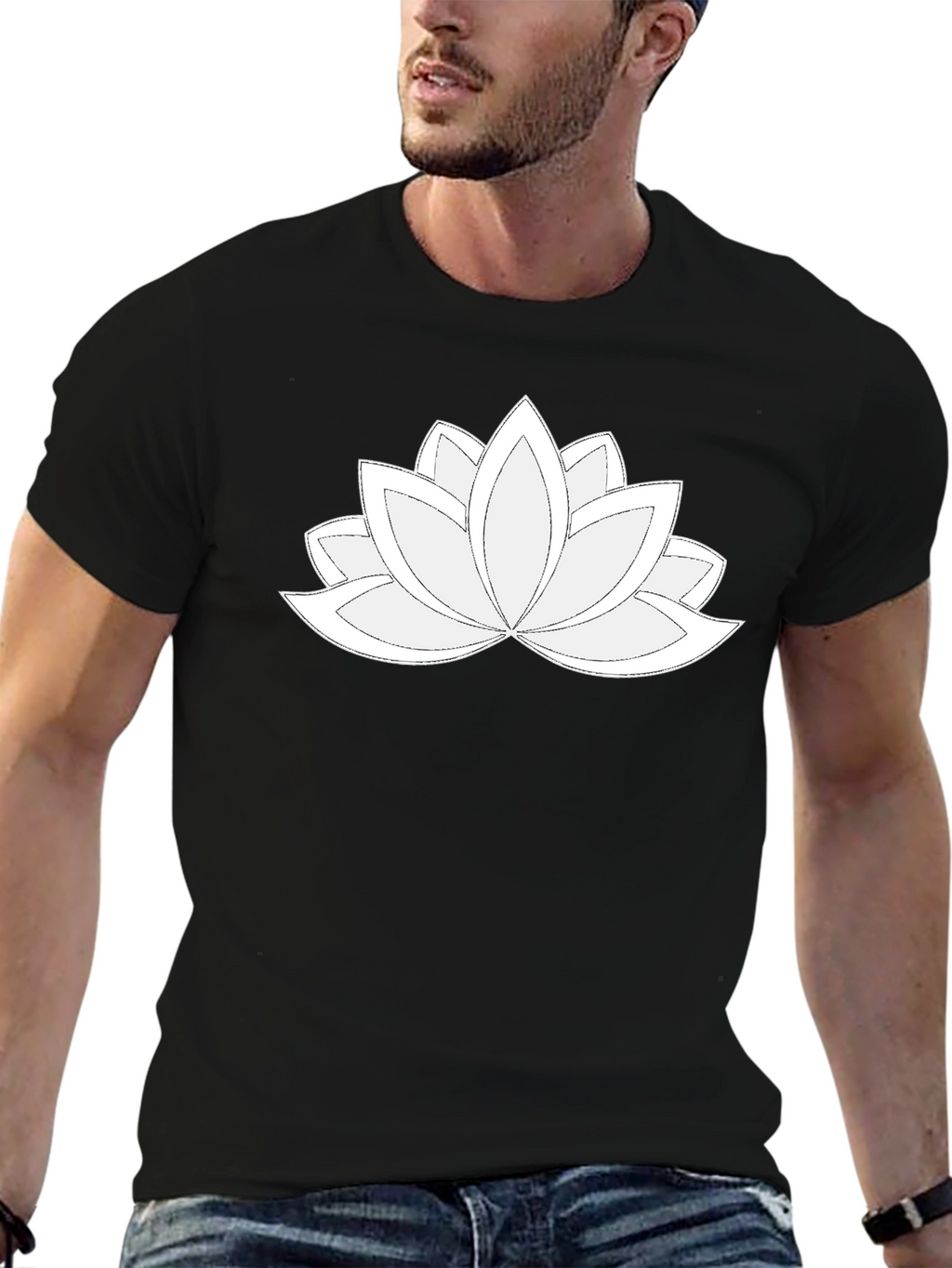 Lotus Flower Graphic Tee - Black Cotton Blend