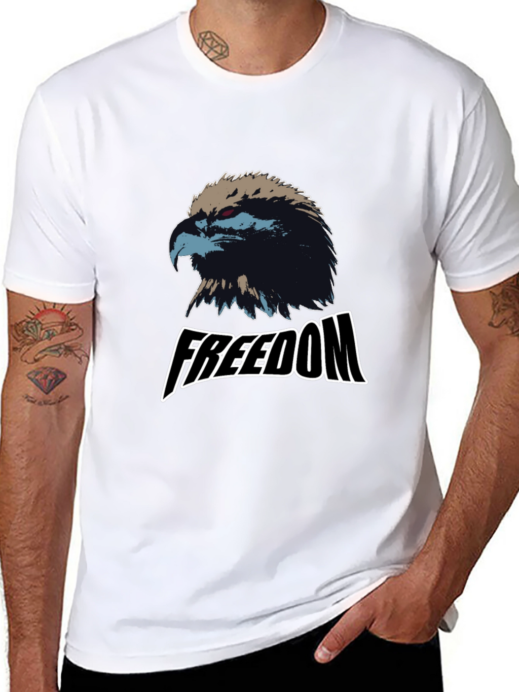 Freedom Eagle Graphic Tee - Black Cotton Blend