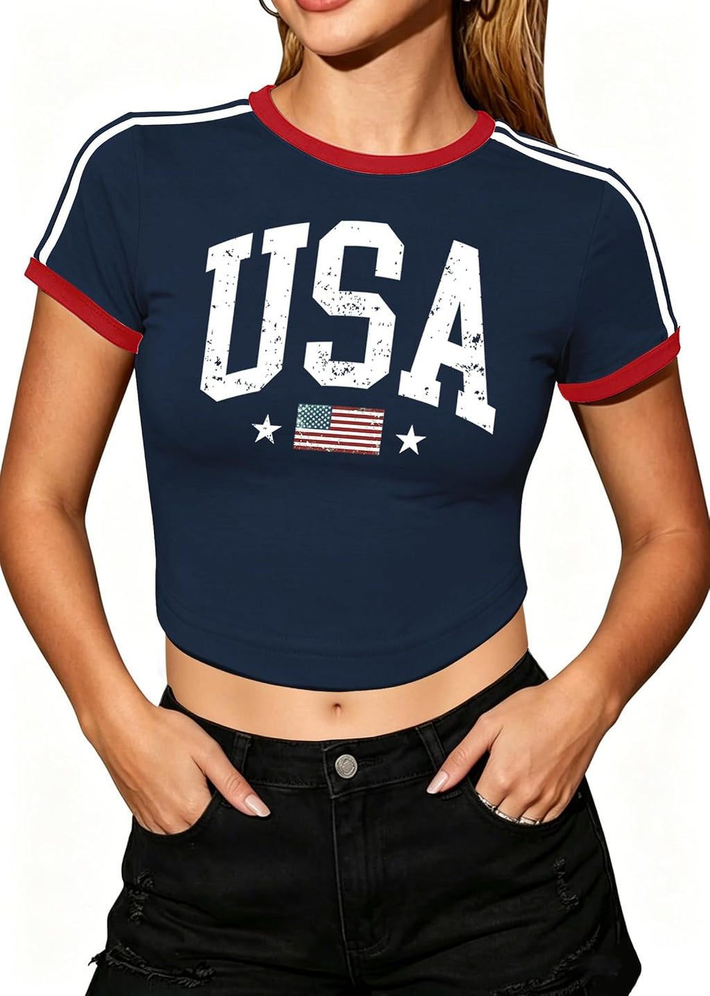 Women's Soccer Jersey T-Shirt, Y2K Crop Top Style