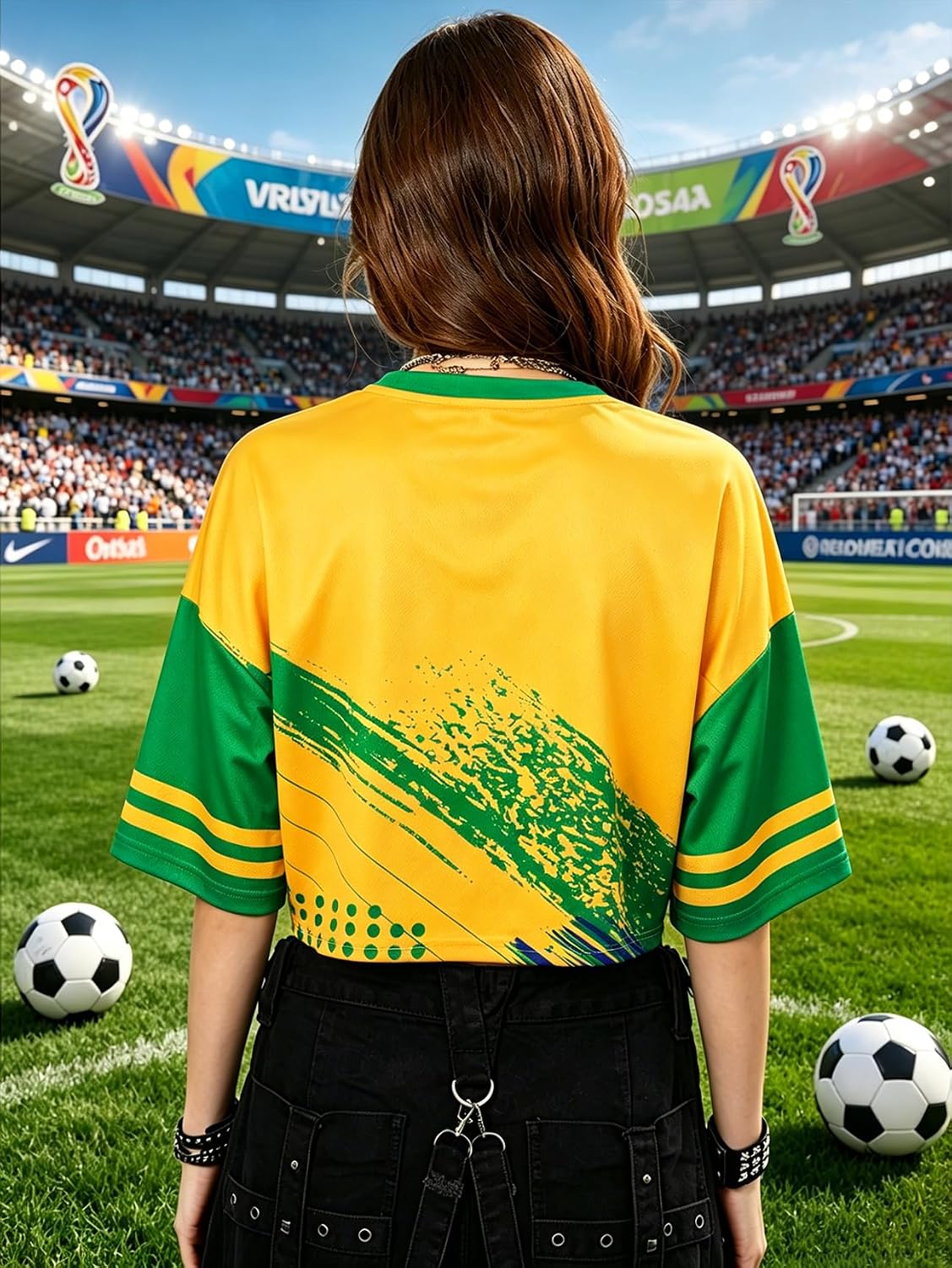 Women's Soccer Crop Top Jersey - Short Sleeve Fan Shirt
