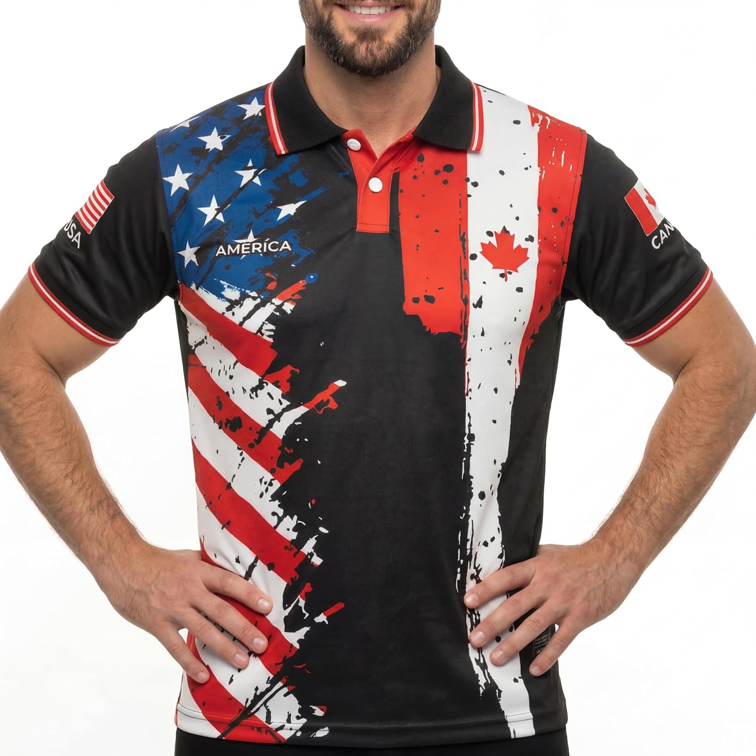 USA Split Polo Collar Soccer Jersey – Flag Shirt for Men Women