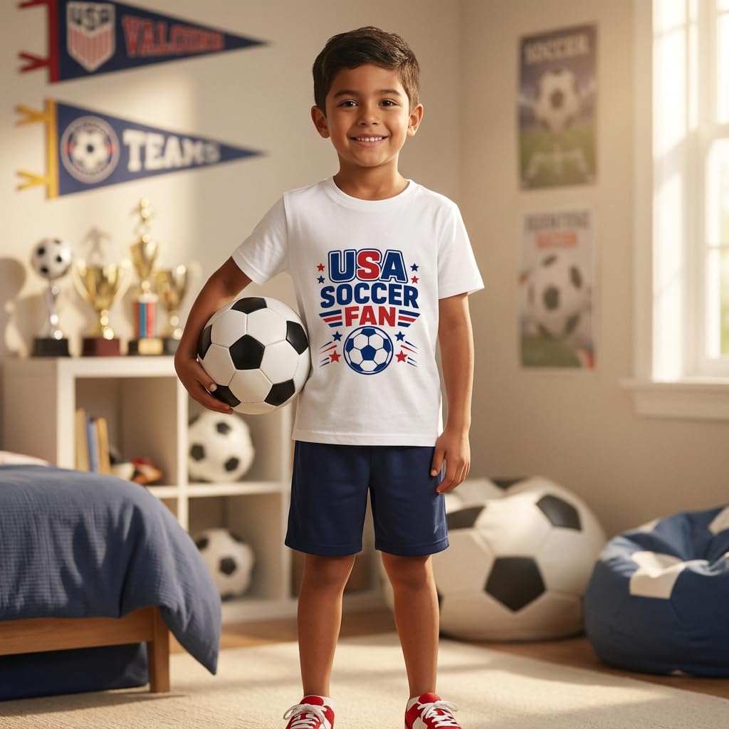 Kids Soccer Jersey Tee for Boys Girls Youth Sizes 5-9T