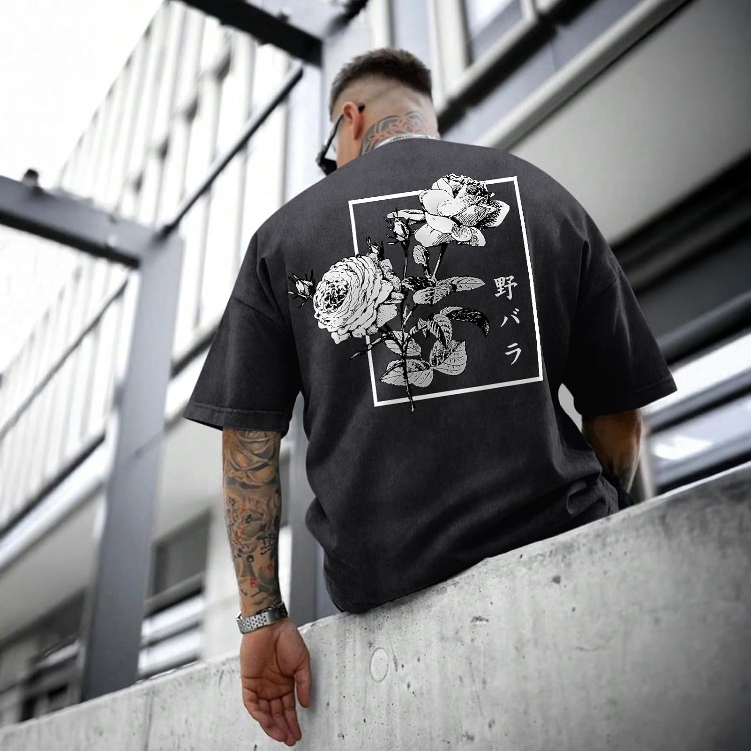 Men's Vintage Oversized Acid Wash Floral Soccer Jersey