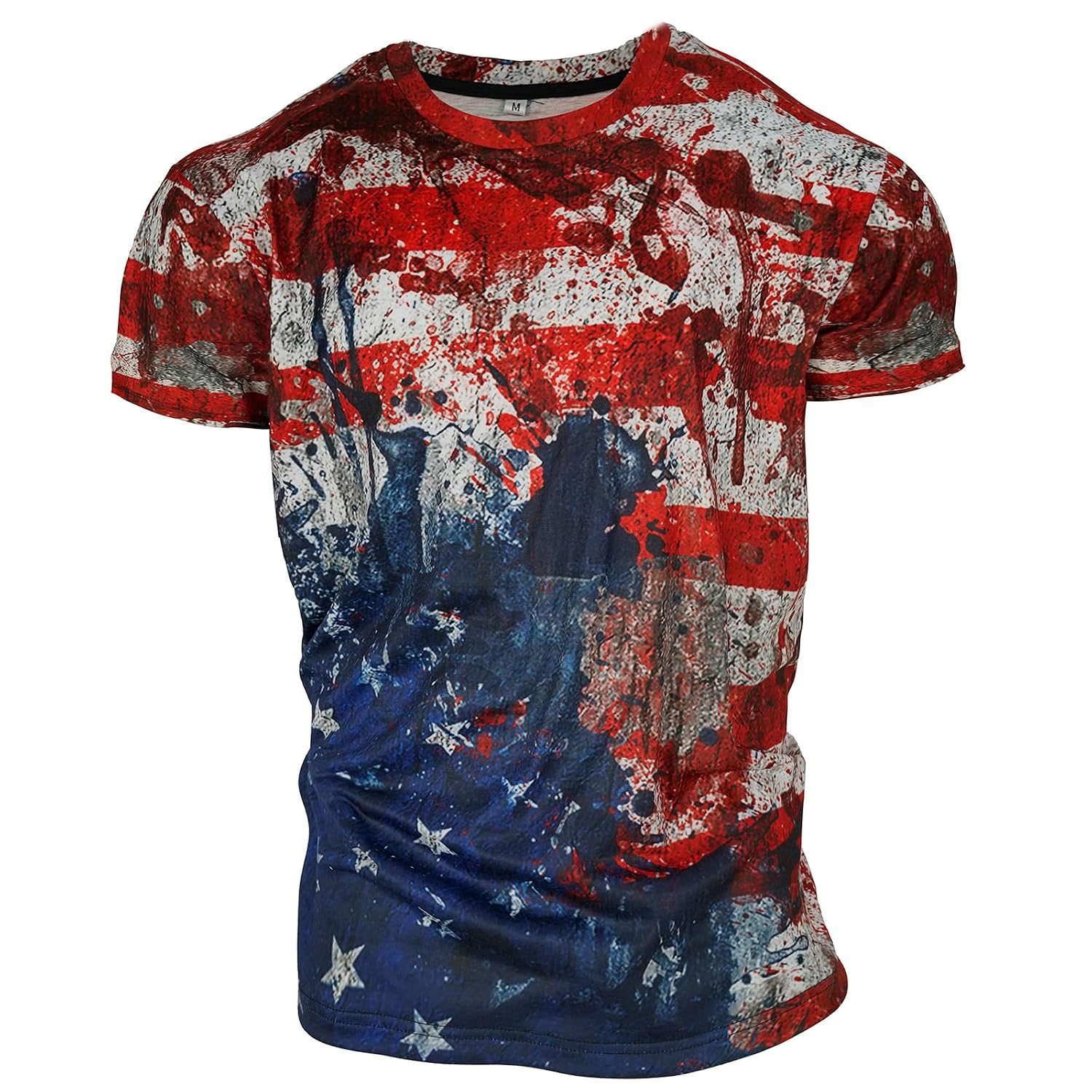American Flag Patriotic USA Tee, 4th of July Short Sleeve Shirt for Men
