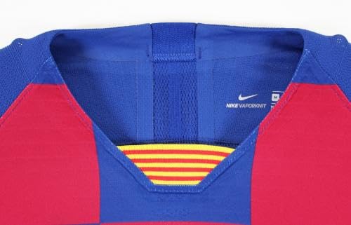 Barcelona Messi Red Checkerboard Soccer Jersey - Autographed