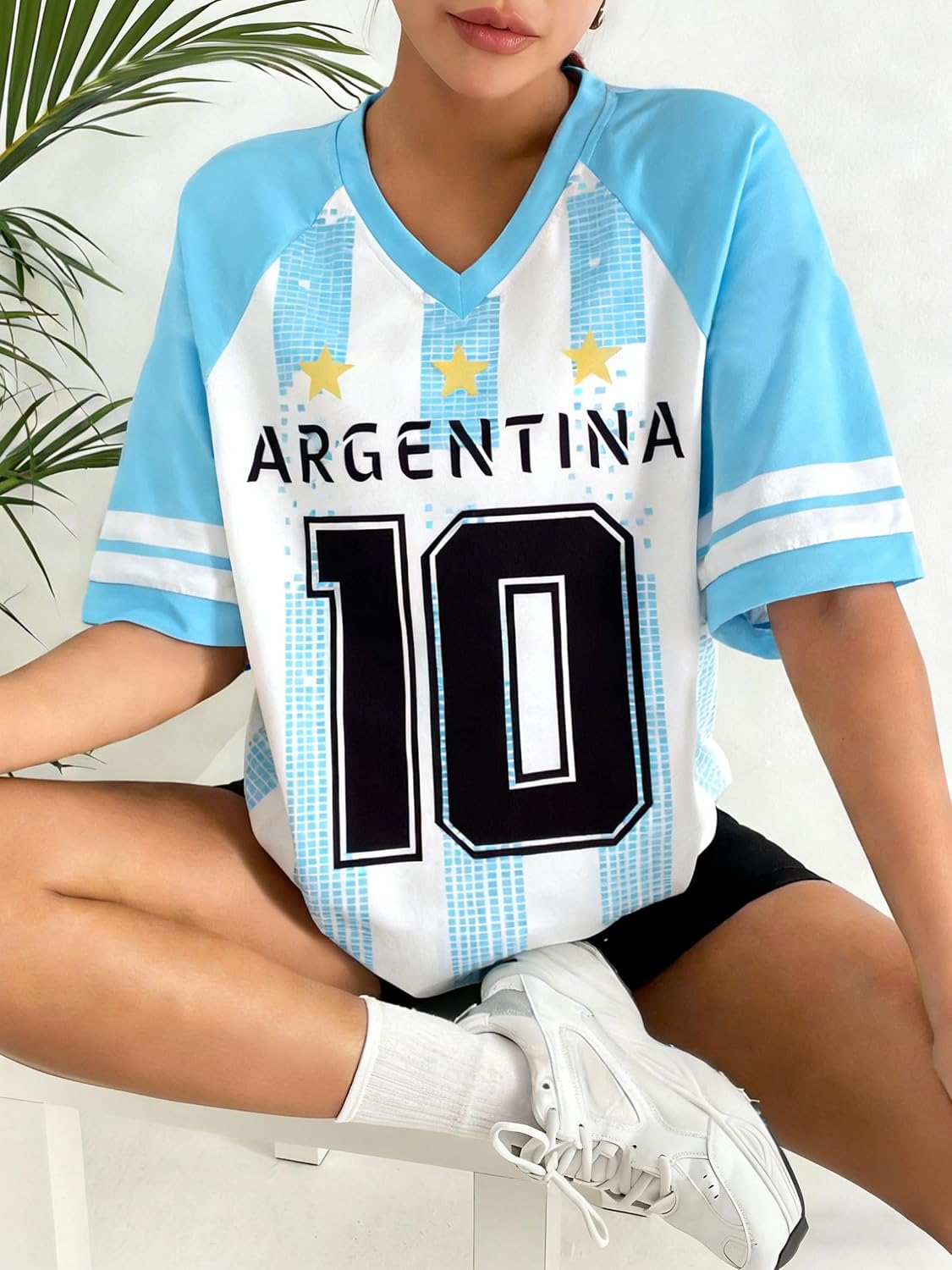Oversized Soccer Jersey Shirt for Women - Y2K Style Fan Tee Top