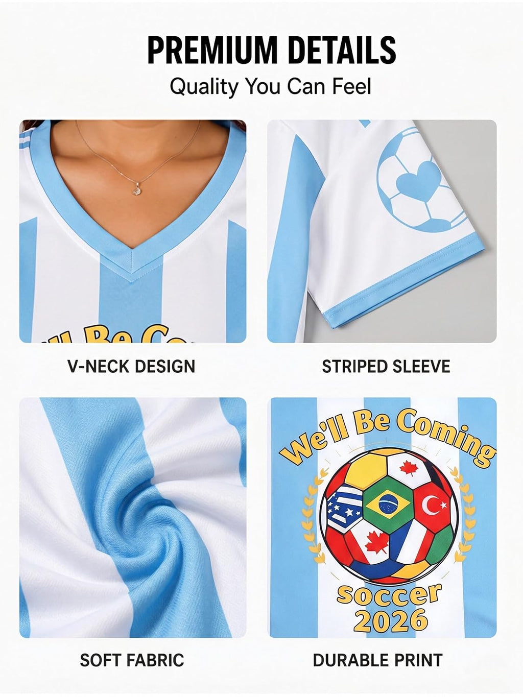 Plus Size Women Soccer Jersey Oversized V-Neck Tee