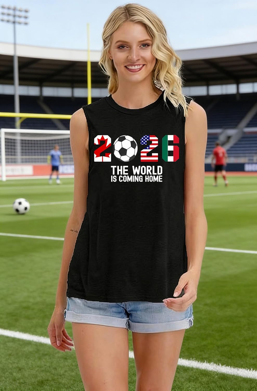 Women's Soccer Cup Sleeveless Tank Top - Game Day Sports Fan Jersey