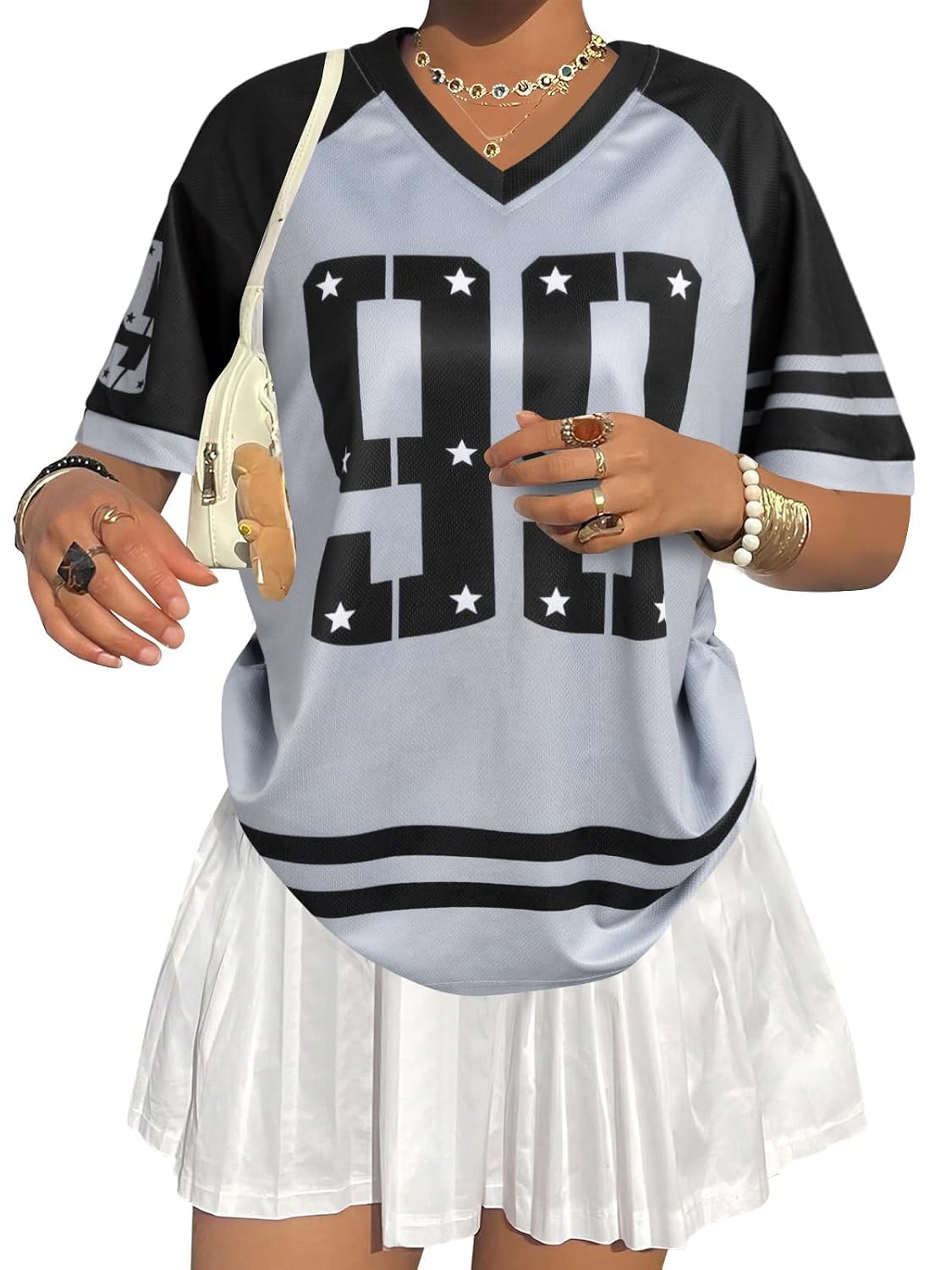 Oversized Soccer Jersey Shirt for Women - Number 7 Graphic Tee