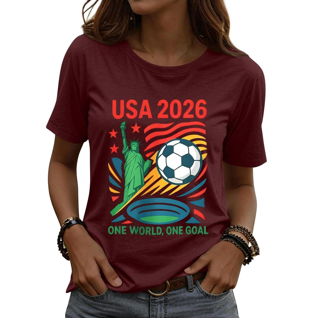 Women's Soccer Cup T-Shirt, Crew Neck, Short Sleeve, Printed Top