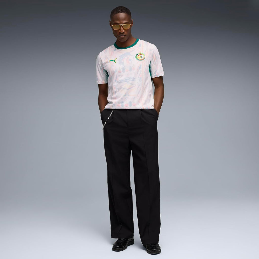 Men's Senegal Home Soccer Jersey, White-Wild Green, Replica Cloth