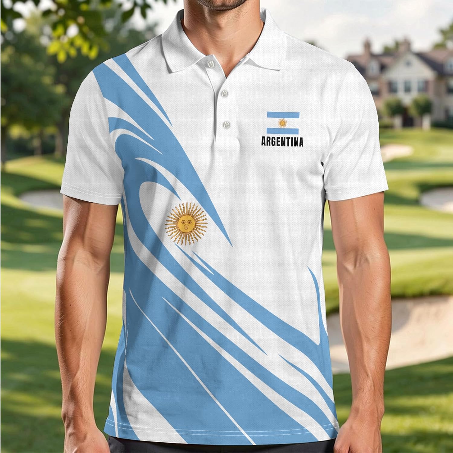 Men's Short Sleeve Novelty Polo Shirt Moisture Wicking Casual Top