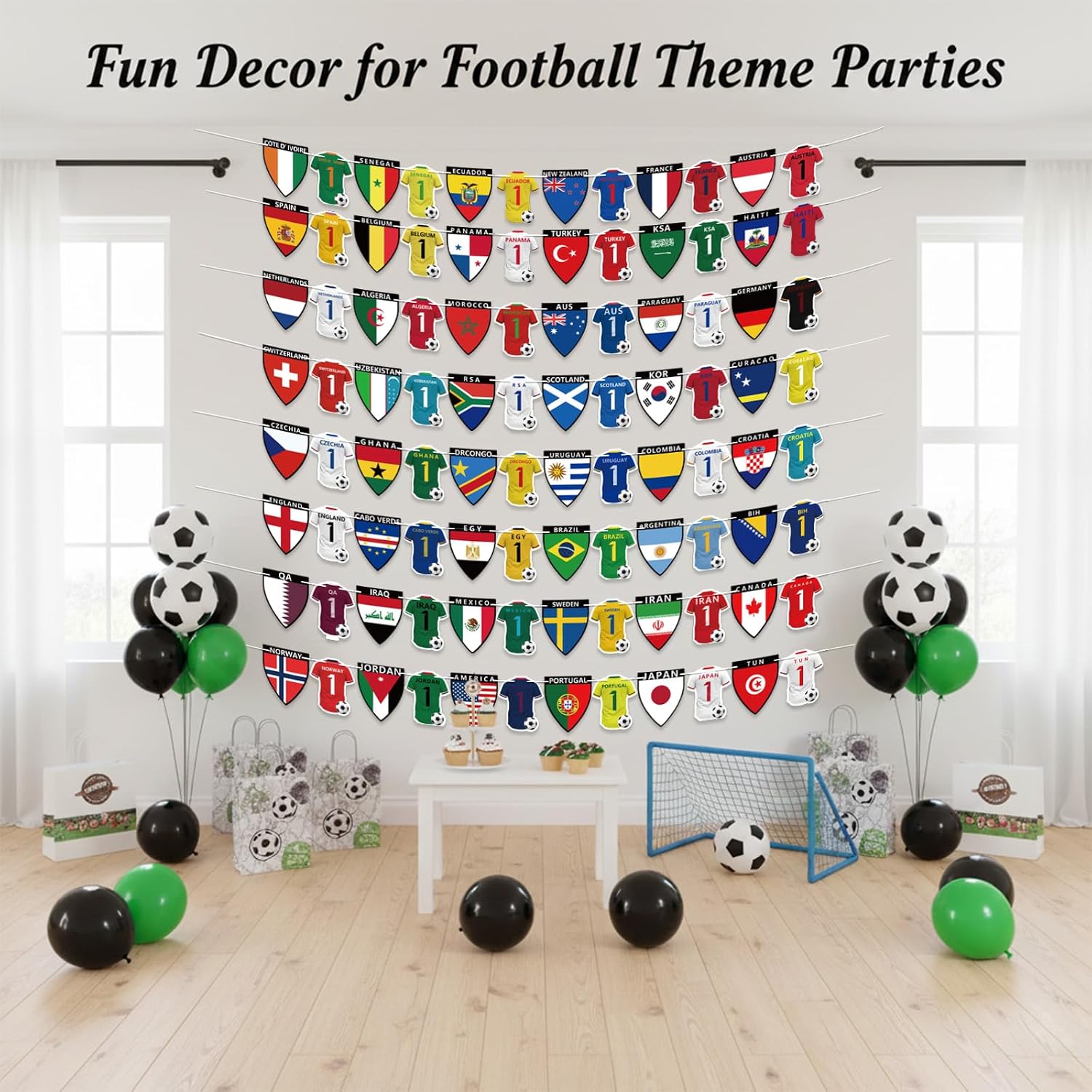 2026 World Cup Soccer Party Decorations - 48 Nations Flag Jersey Banner, Cloth
