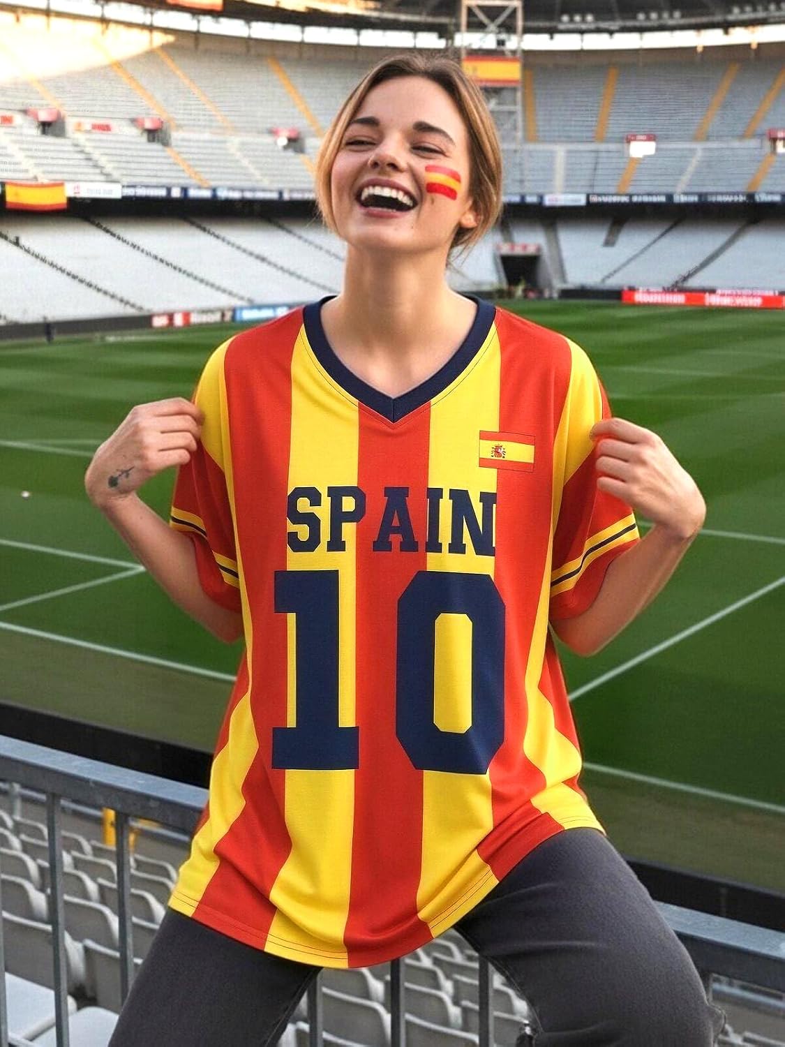 Women's Oversized Soccer Jersey V-Neck Tee