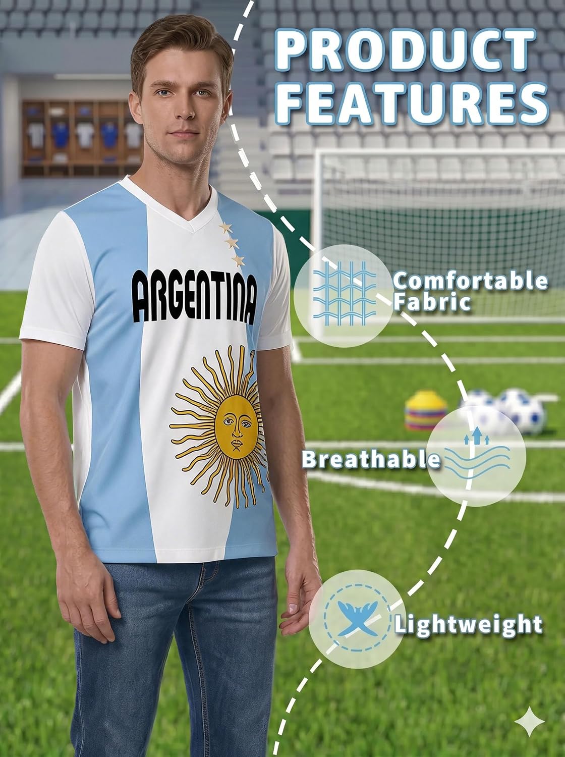 Retro Soccer Jersey for Men - Short Sleeve Streetwear T-Shirt S-3XL