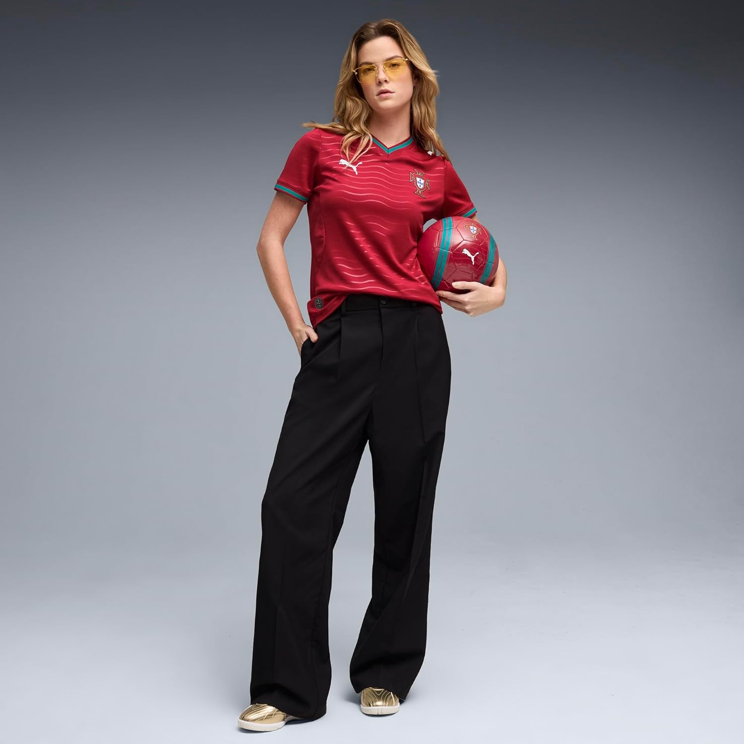 Women's Portugal Home Crew Neck Short Sleeve Soccer Jersey